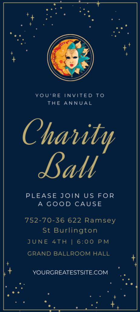 Annual Charity Ball Invitation 9.5x21cm Design Template