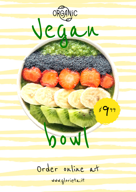 Vegan Menu Offer with Vegetable Bowl Poster Tasarım Şablonu