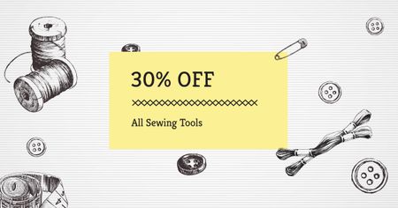 Illustration of Threads for Sewing Facebook AD Design Template