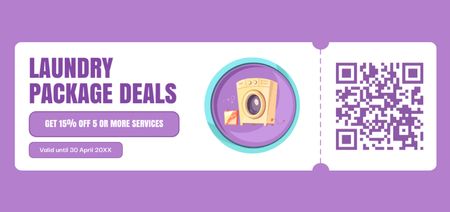 Offer Discounts on Laundry Service with Cute Washing Machine Coupon Din Large Design Template