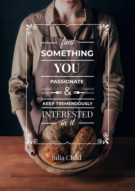 Man in Apron with Fresh Bread Poster Design Template