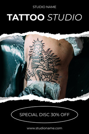 Ontwerpsjabloon van Pinterest van Abstract kunstwerk als tatoeage in studio met korting