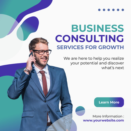 Offer Business Consulting Services for Growth LinkedIn post Design Template