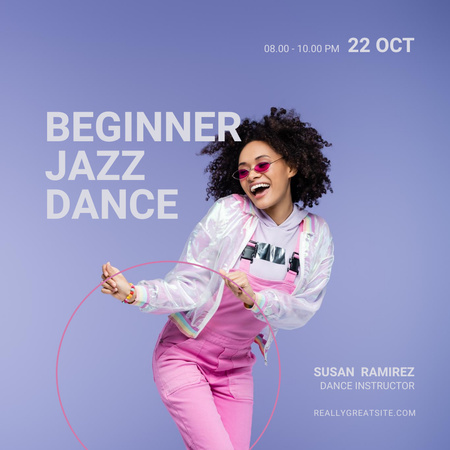 Объявление о классе джазовых танцев для начинающих Instagram – шаблон для дизайна