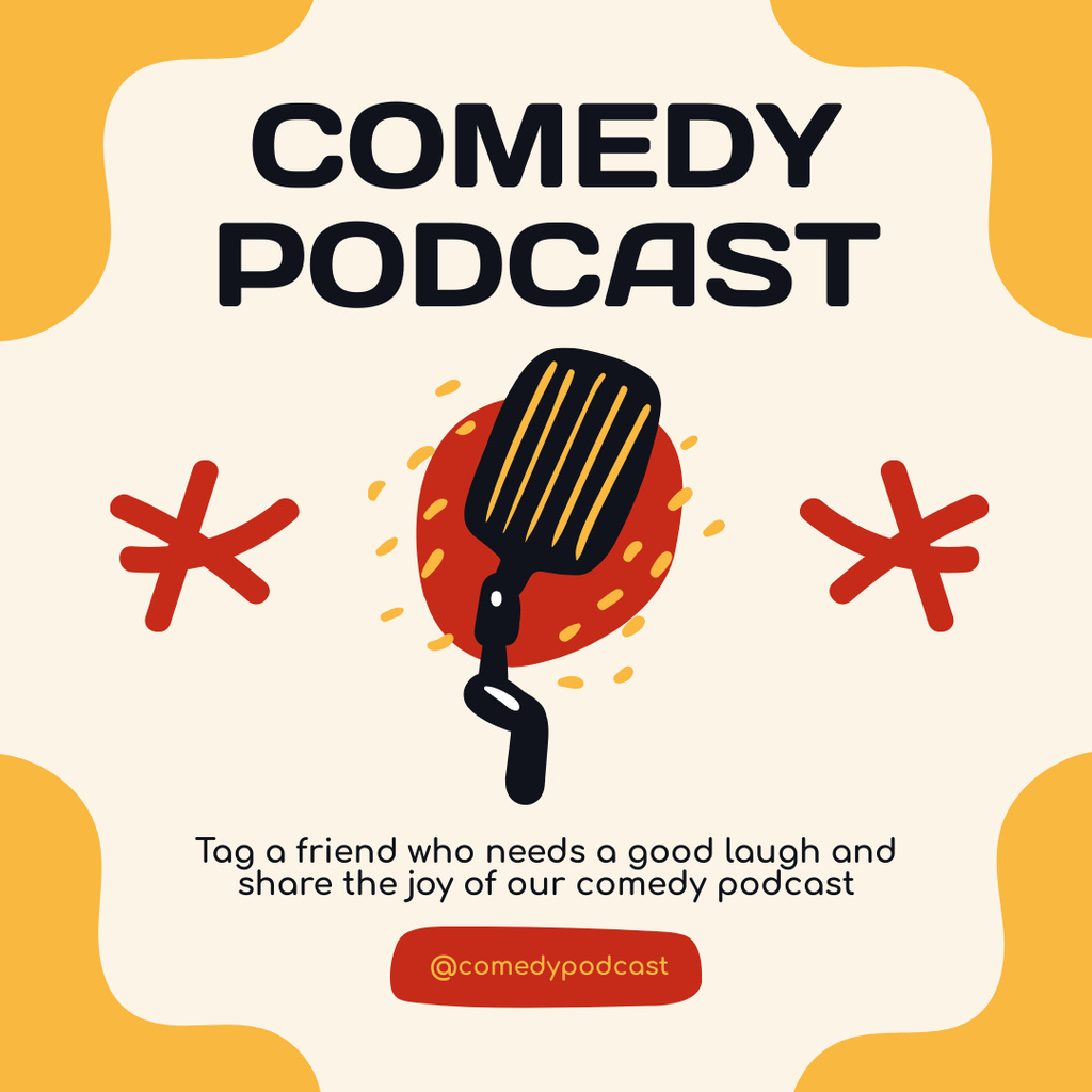 Comedy Podcast Offer on Yellow Instagram Design Template