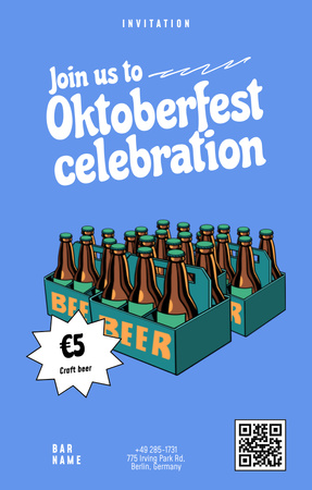 Plantilla de diseño de Oktoberfest con muchas botellas Invitation 4.6x7.2in 