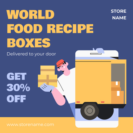 Illustration of Food Delivery Services Instagram Design Template