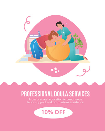Υπηρεσίες και βοήθεια υψηλής ποιότητας Doula με έκπτωση Instagram Post Vertical Πρότυπο σχεδίασης