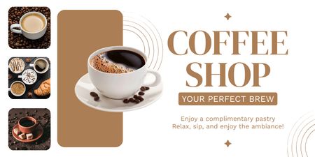 Designvorlage Große Auswahl an Kaffeegetränken mit Slogan im Shop für Twitter