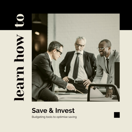Business Team working on Investment strategy Instagram Design Template
