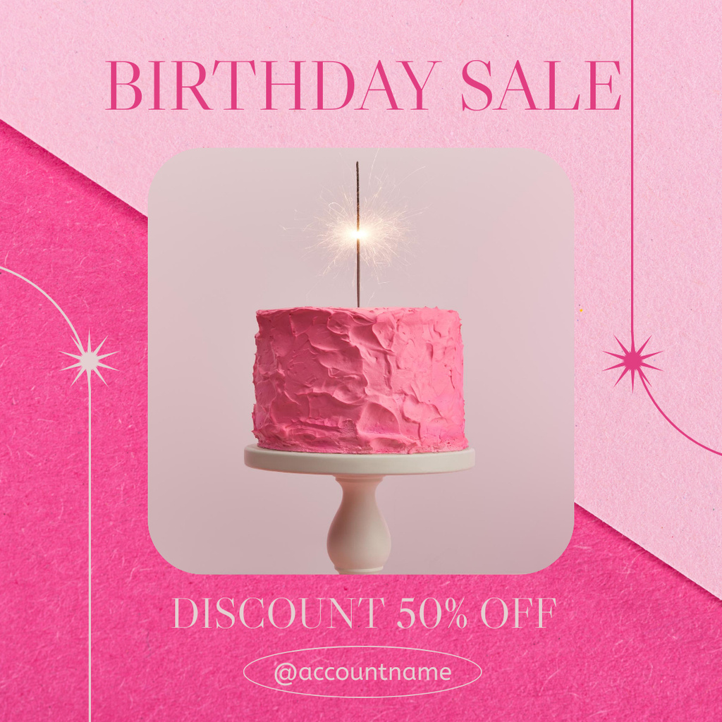 Ontwerpsjabloon van Instagram van Birthday Sale of Tasty Cake At Half Price