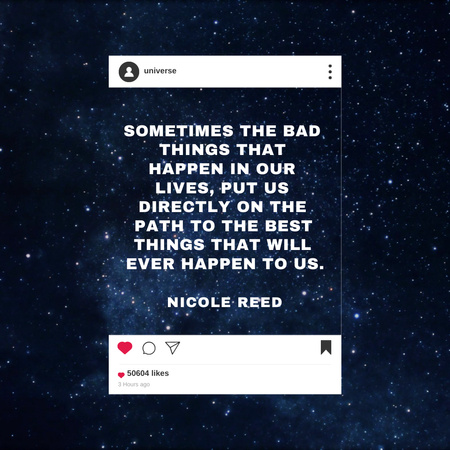 Motivační fráze o životě s hvězdami na obloze Instagram Šablona návrhu