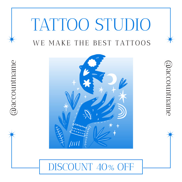 Professional Tattoo Studio Series With Discount Instagram tervezősablon