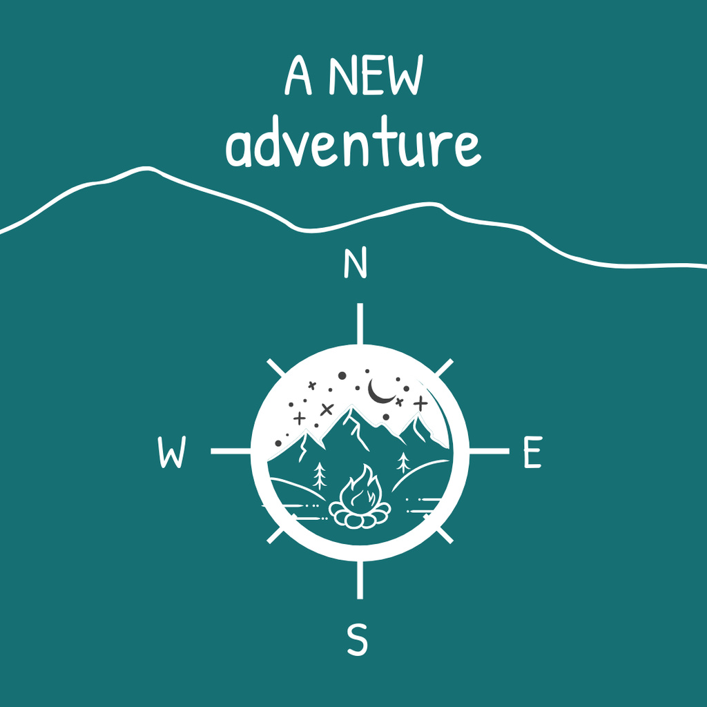 Travel Agency Emblem with Compass Instagram tervezősablon