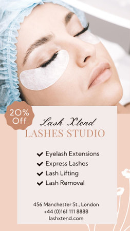 Lashes Beauty Studio Services Offer Instagram Story Šablona návrhu