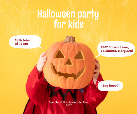 Halloween Party for Kids Announcement Facebook Design Template