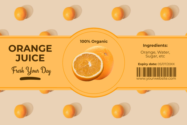 Fresh Orange Citrus Juice Label Tasarım Şablonu