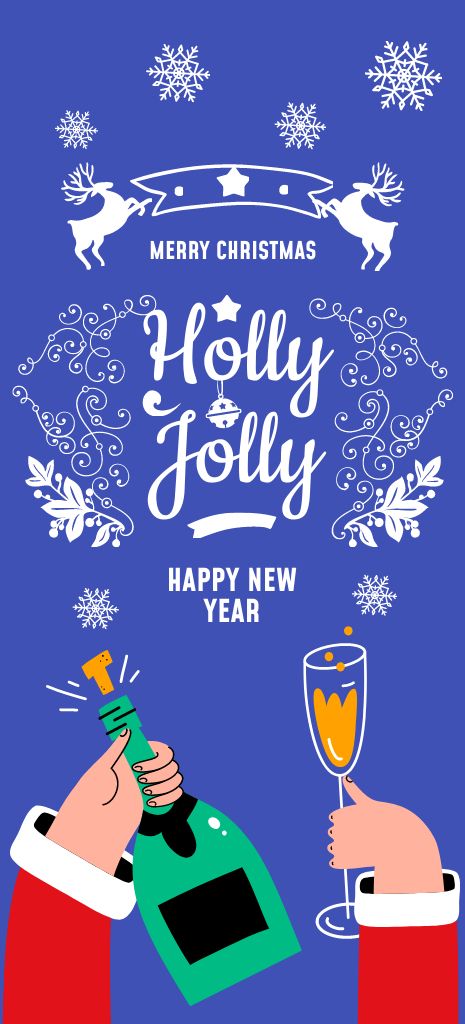 Plantilla de diseño de Happy New Year And Merry Christmas Congrats With Champagne Flyer 3.75x8.25in 