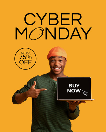 Cyber Monday's Offer of Laptop Instagram Post Vertical Design Template
