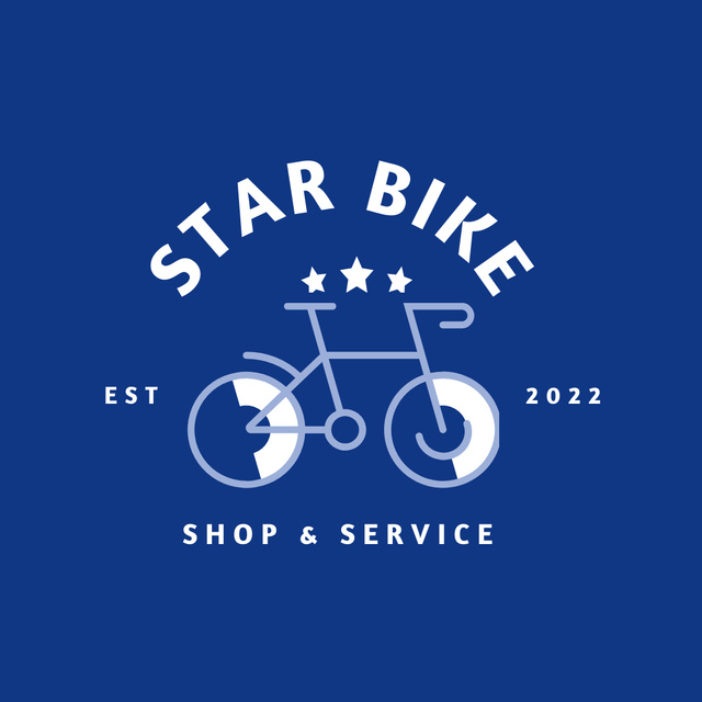 Bicycle Shop Ads in Blue Logo 1080x1080px Design Template