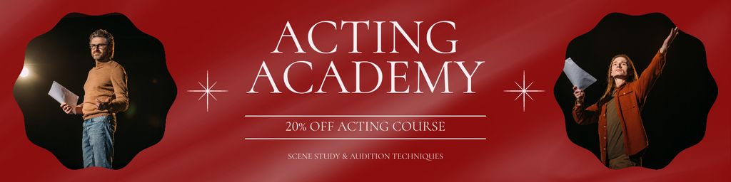 Offer Discounts on Acting Courses at Academy Twitter tervezősablon