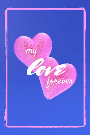 Cute Love Phrase With Pink Hearts in Frame Postcard 4x6in Vertical Šablona návrhu