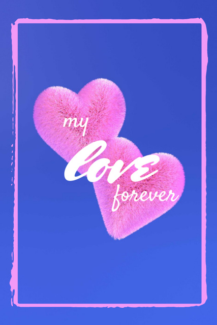 Modèle de visuel Cute Love Phrase With Pink Hearts in Frame - Postcard 4x6in Vertical