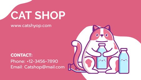 Pet Shop Offer with Cute Cat Business Card US Design Template