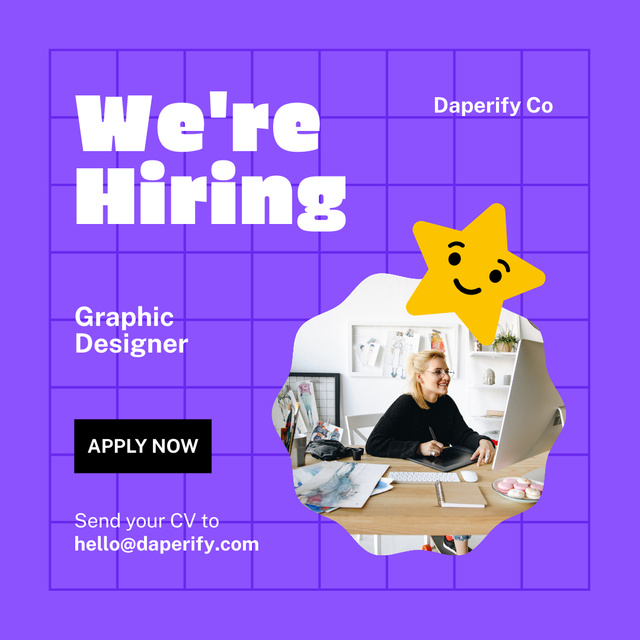 Designvorlage Graphic designer hiring ad für Instagram