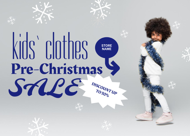 Announcement of Pre-Christmas Sale of Kids' Fashion Flyer 5x7in Horizontal Tasarım Şablonu