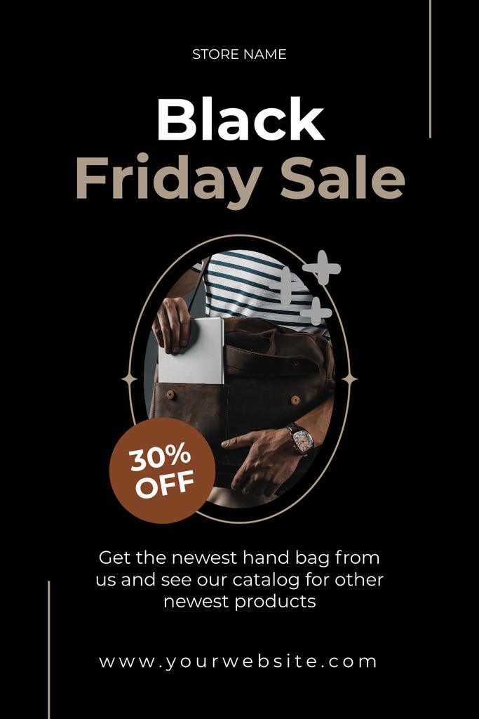 Black Friday Sale of Bags and Accessories Pinterest Design Template
