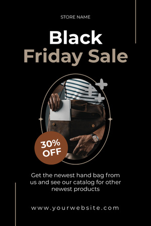 Ontwerpsjabloon van Pinterest van Black Friday-verkoop van tassen en accessoires