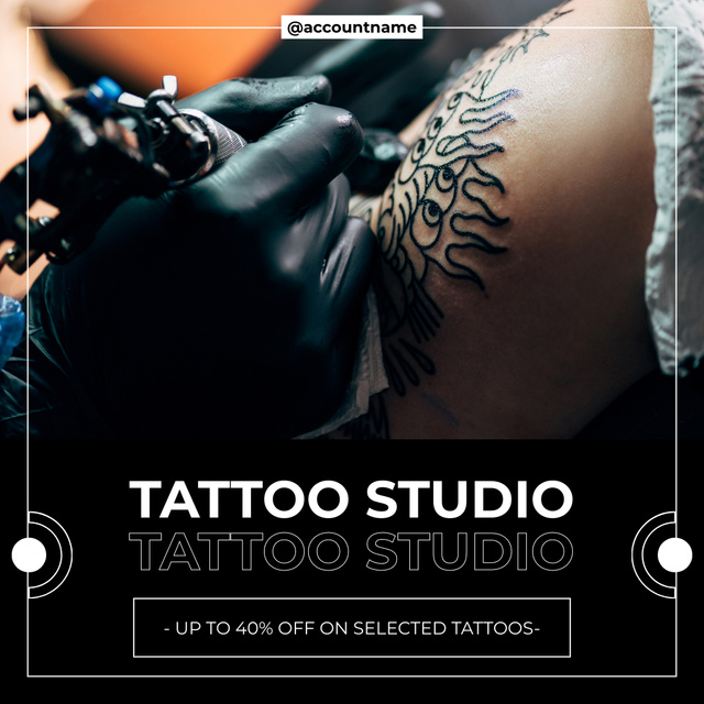 Ontwerpsjabloon van Instagram van Professional Tattooist Service In Studio With Discount