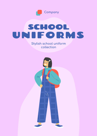 Plantilla de diseño de Oferta de colección de uniformes escolares con estilo en color morado Postcard 5x7in Vertical 