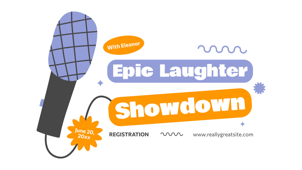 Epic Stand-up Show Announcement with Microphone Illustration FB event coverデザインテンプレート