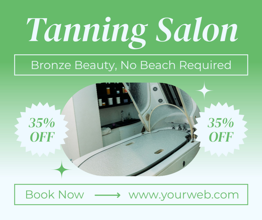 Ontwerpsjabloon van Facebook van Offer Discounts on Tanning Salon Services at Green Gradient