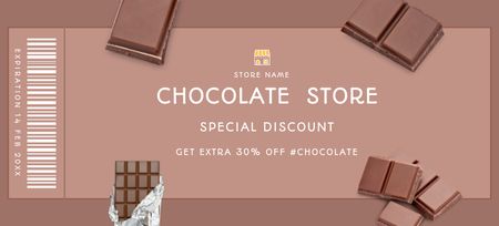 Template di design Promozione negozio di cioccolato Coupon 3.75x8.25in