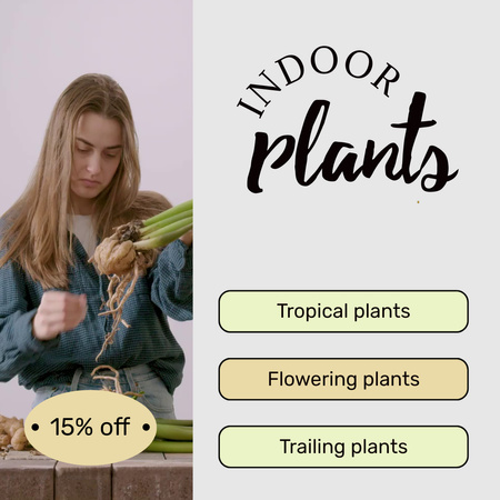 Modèle de visuel Offre de variété de plantes d'intérieur avec remise - Animated Post