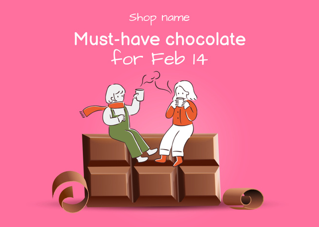 Chocolate Offer on Valentine's Day Postcard Design Template