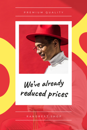 Stylish man in red hat Pinterest Šablona návrhu