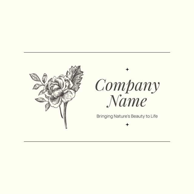 Flower Design Services with Blooming Rose Sketch Animated Logo Šablona návrhu