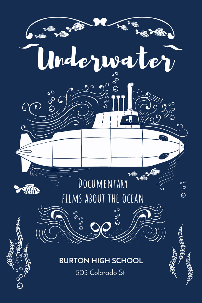 Template di design Underwater documentary film Announcement Pinterest