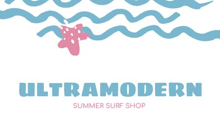 Ontwerpsjabloon van Business card van Summer Surf Shop Ad