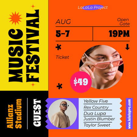 Designvorlage Music Festival Announcement für Instagram