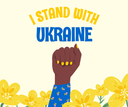 Plantilla de diseño de mujer negra de pie con ucrania Facebook 