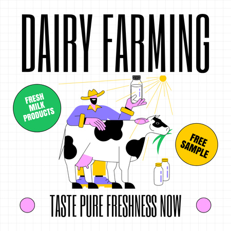 Get Free Sample of Fresh Milk Products Instagram Design Template