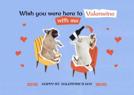 Funny Valentine's Day Holiday Greeting Postcard Design Template