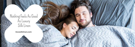 Modèle de visuel Annonce de linge de lit avec couple dormant dans son lit - Tumblr