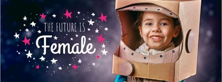 Women's day greeting with Girl in funny costume Facebook cover Design Template