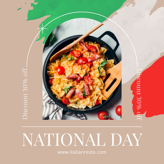 Designvorlage Offer from Restaurant for Italian National Day für Instagram